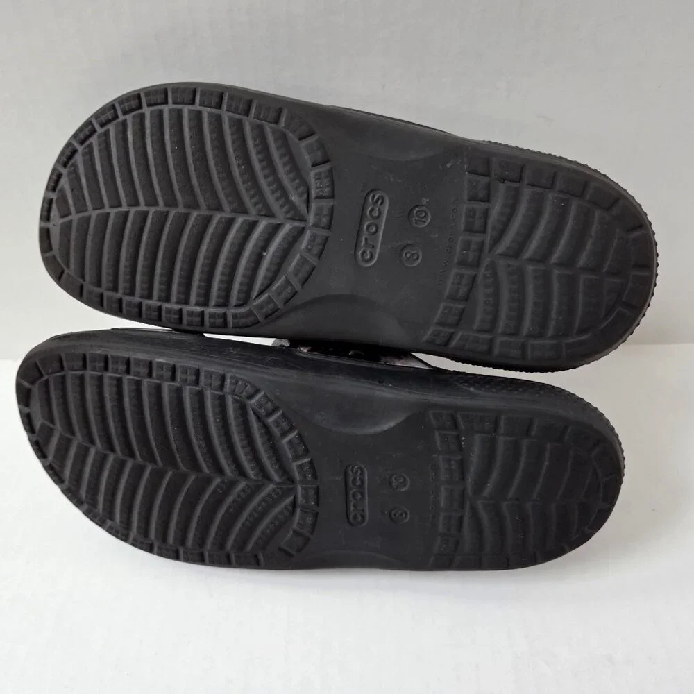 Crocs Shoes Mens 10 Black Tie Dye Double Strap Slides Comfort Beach